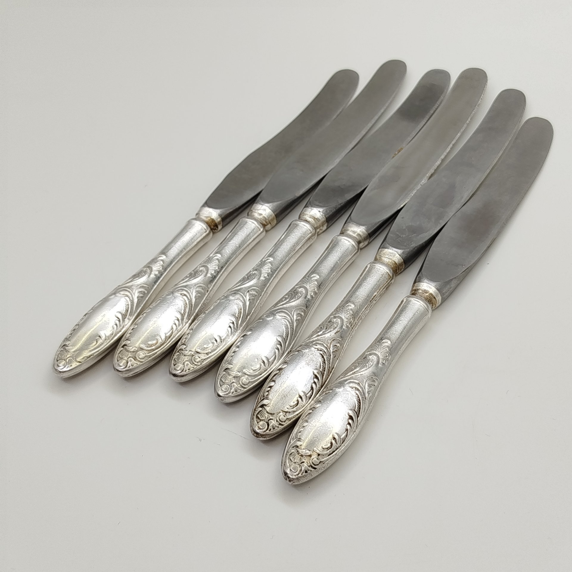 Набор столовых ножей "Пламя" на 6 шт., мНЦ (медь-никель-цинк), СССР, 1970-1990 гг.