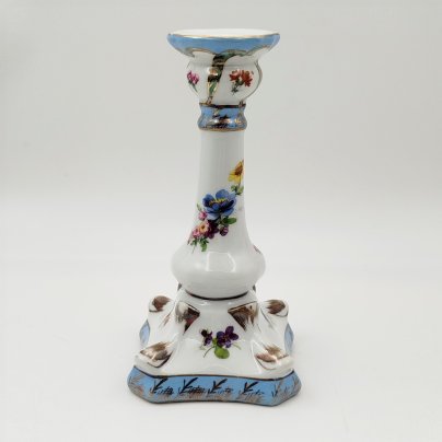 Подсвечник на одну свечу с цветочным декором, фарфор, деколь, золочение, Европа, 1970-1990 гг.