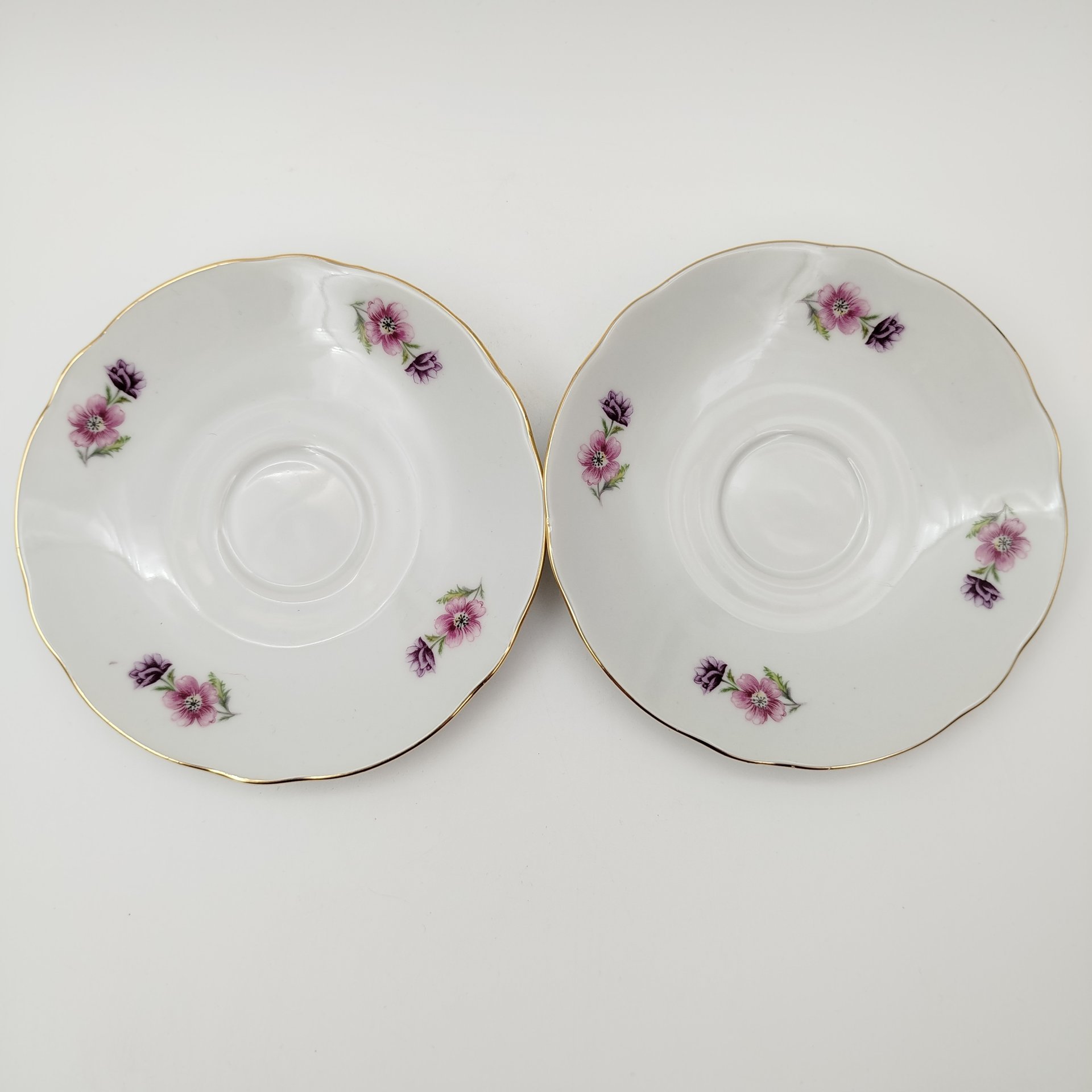 Набор чайный с цветочным декором на 2 персоны (сахарница, молочник, 2 чайные пары), "Gebrüder Benedikt", фарфор, деколь, золочение, Чехословакия, 1960-1990 гг.