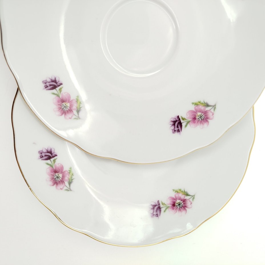 Набор чайный с цветочным декором на 2 персоны (сахарница, молочник, 2 чайные пары), "Gebrüder Benedikt"