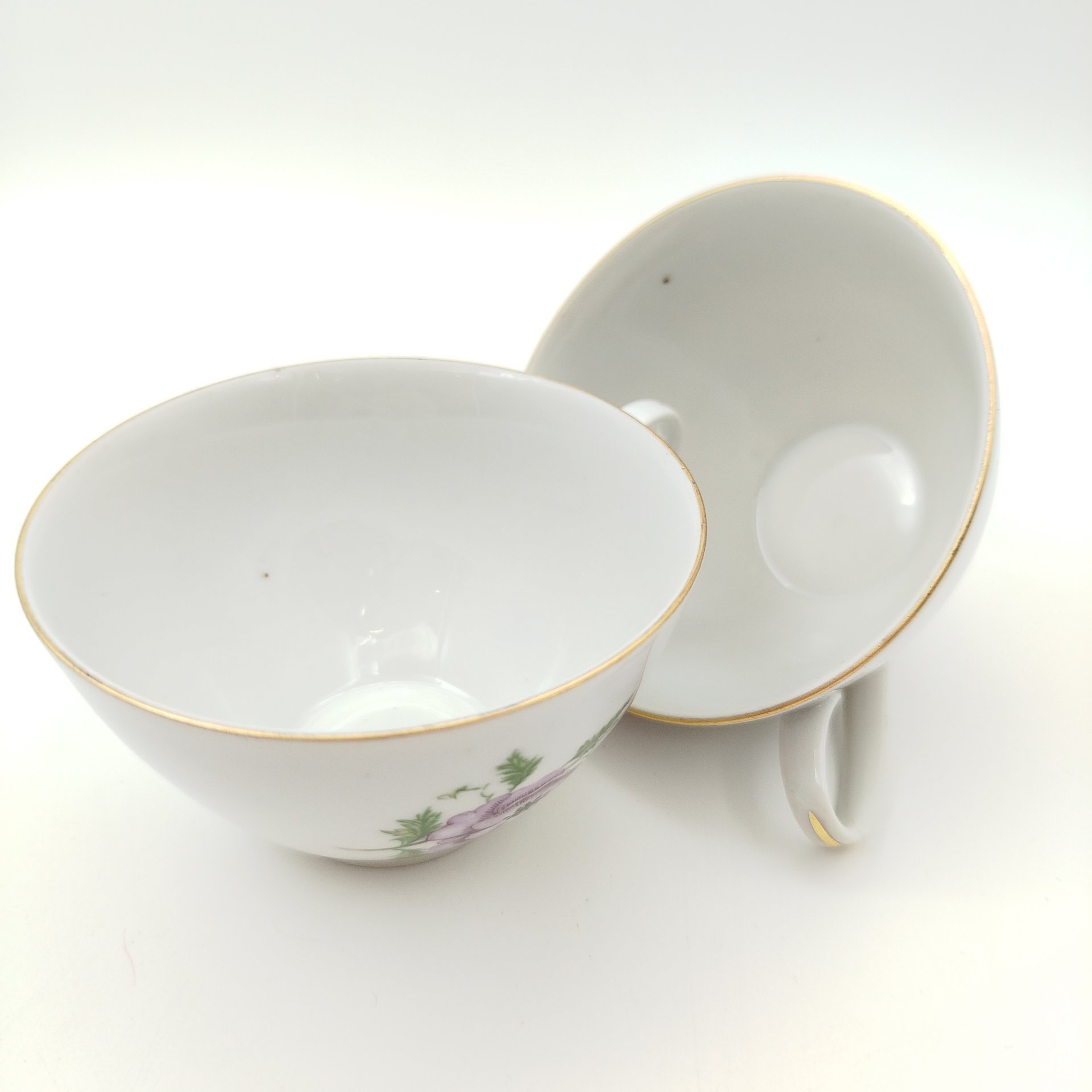 Набор чайный с цветочным декором на 2 персоны (сахарница, молочник, 2 чайные пары), "Gebrüder Benedikt", фарфор, деколь, золочение, Чехословакия, 1960-1990 гг.