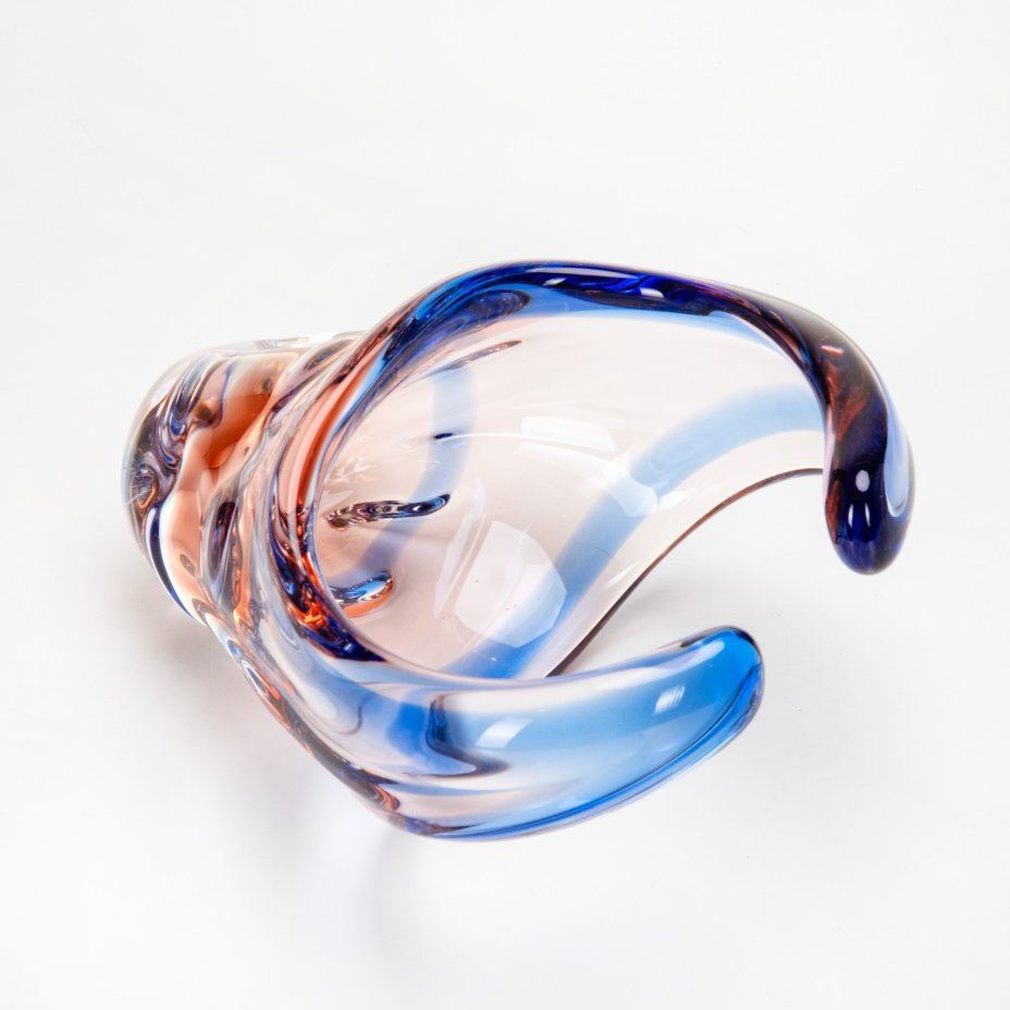 Ваза (конфетница) в форме корзинки, Mstisov Glassworks (Стекольный завод в Мстишов)