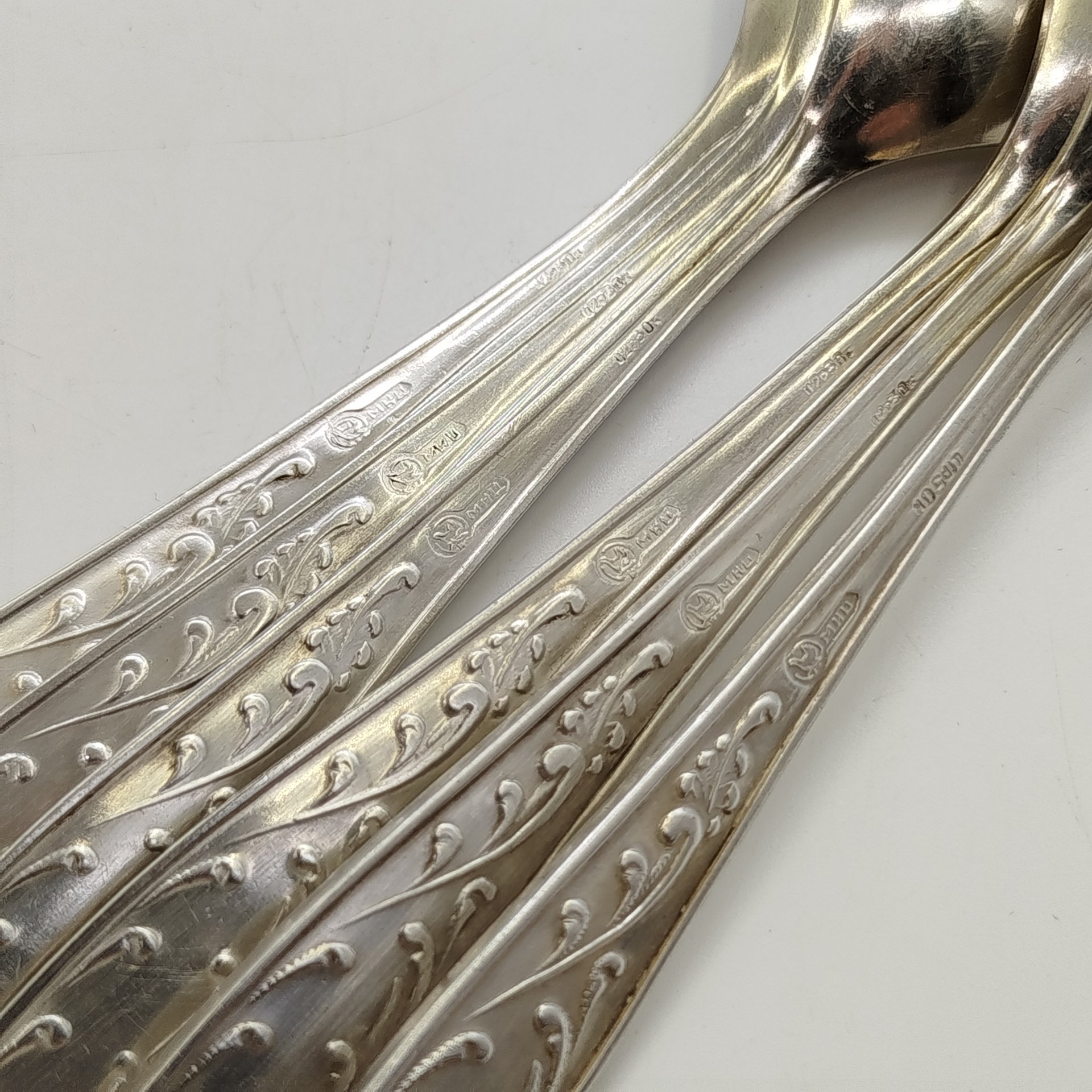 Набор чайных ложек "Пламя" на 6 персон, мНЦ (медь-никель-цинк), Кольчугинский завод цветных металлов, СССР, 1970-1980 гг.