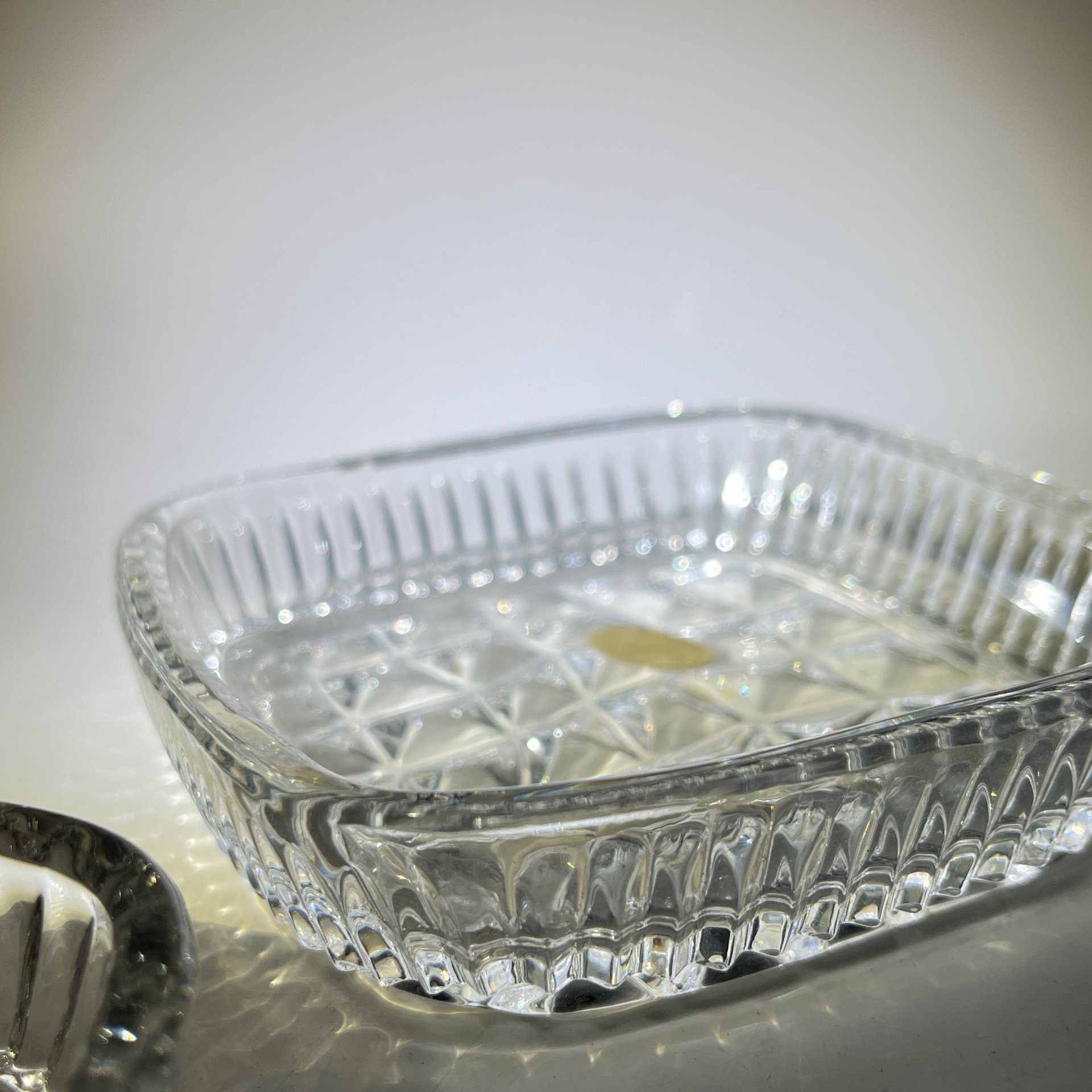 Набор из 2 розеток "Льдинки", хрусталь, пресс, Ленинградский завод художественного стекла (ЛЗХС), СССР, 1960-1980 гг.