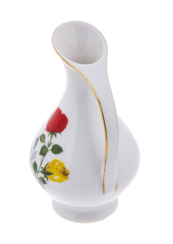Вазочка с декором розы, фарфор, деколь, мануфактура "Plankenhammer porcelain", Германия, 1920-1945 гг., Pirkenhammer