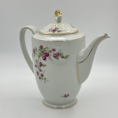 Чайник (кофейник), украшенный изображением розового куста, крышка в подборе, PMR Bavaria Jaeger & Co.
