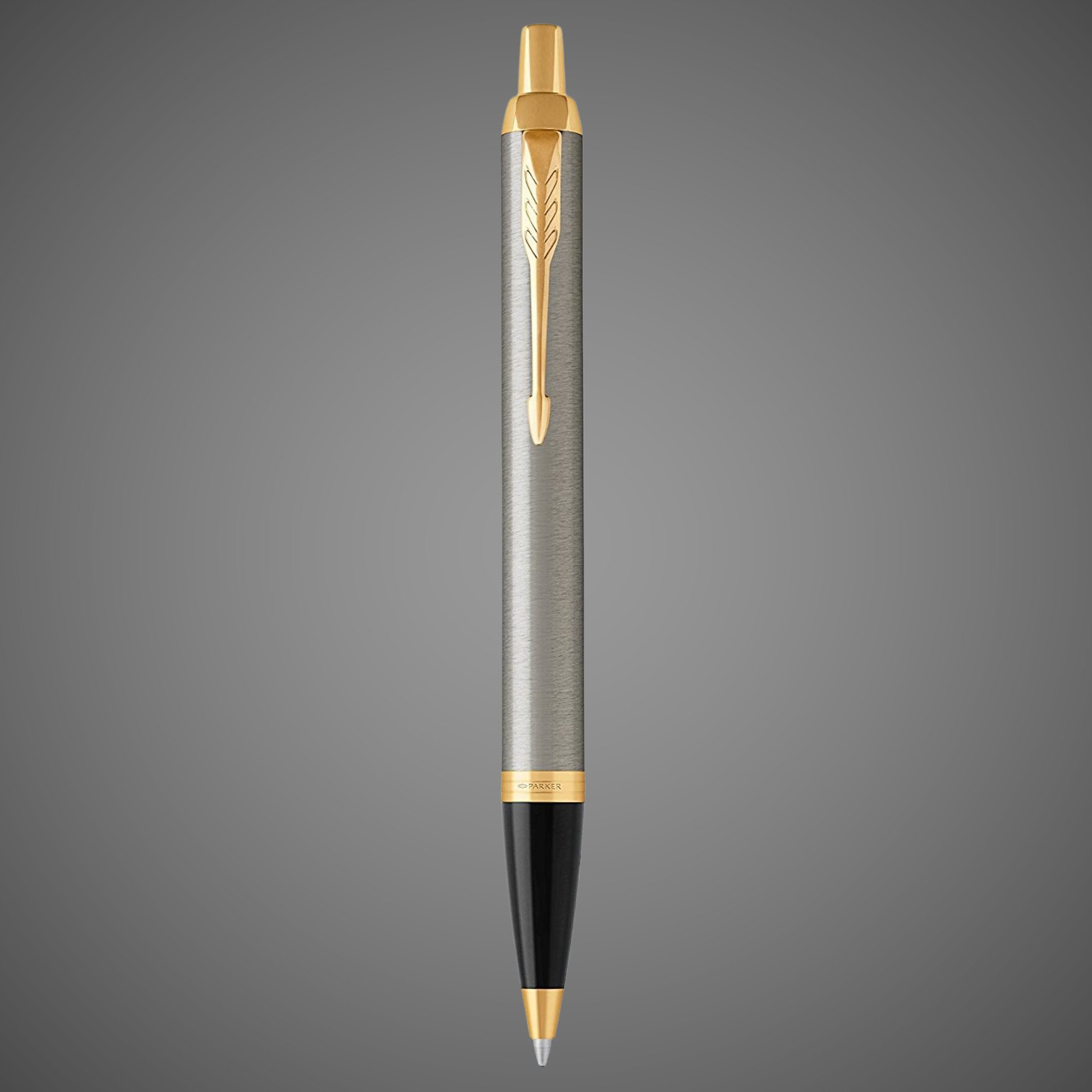 Подарочный набор: Шариковая ручка Parker IM Metal Core Brushed Metal GT и Ежедневник недатированный А5 коричневый, Лаки и смолы: лак, латунь, пластик, позолота, позолота