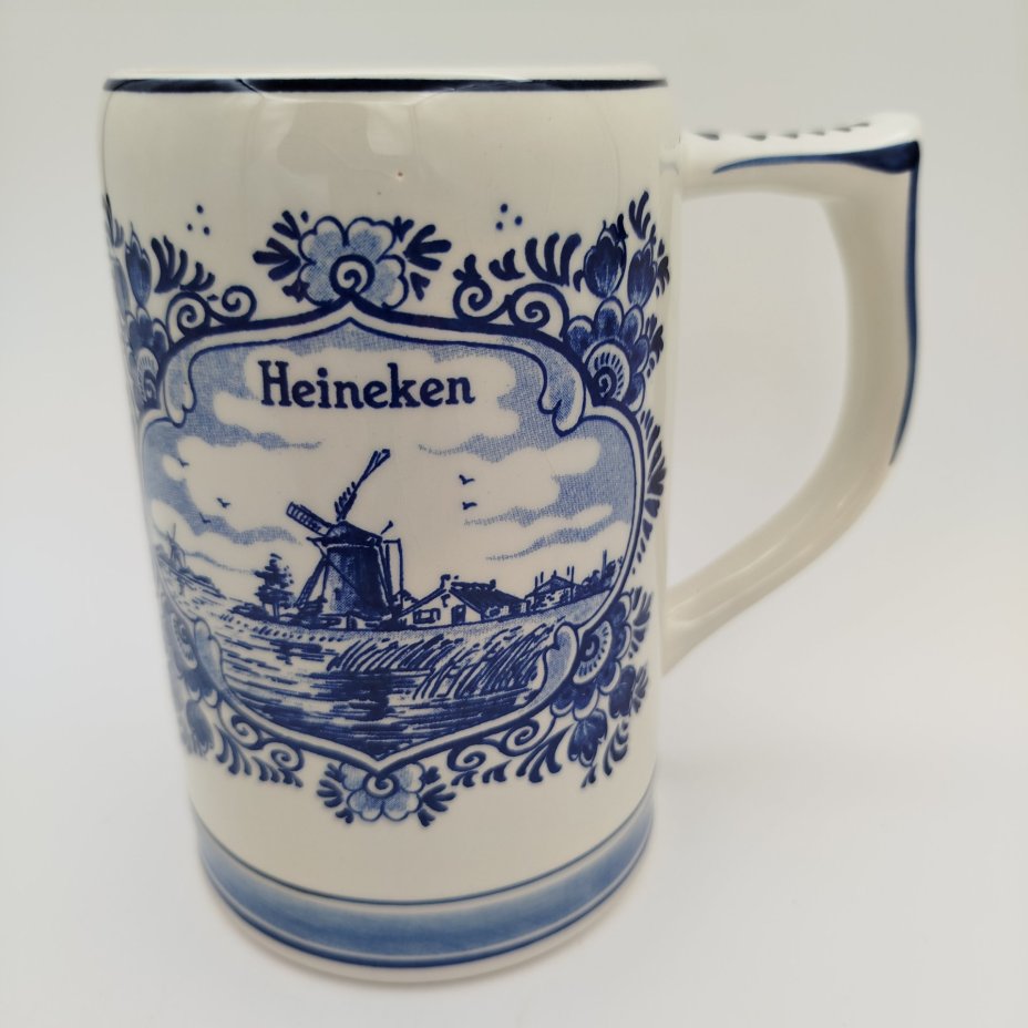 Пивная кружка "Heineken" с голландскими пейзажами в медальонах, Delfts Blauw