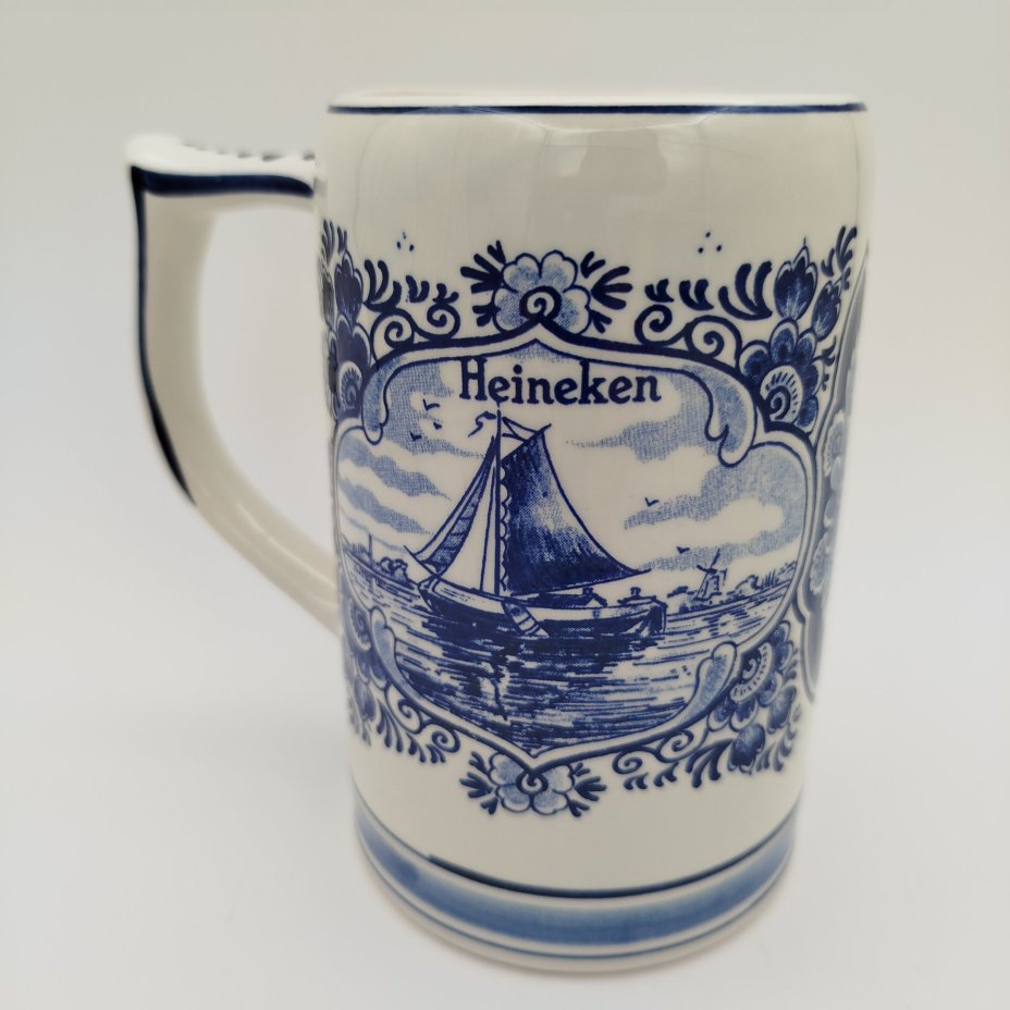 Пивная кружка "Heineken" с голландскими пейзажами в медальонах, Delfts Blauw