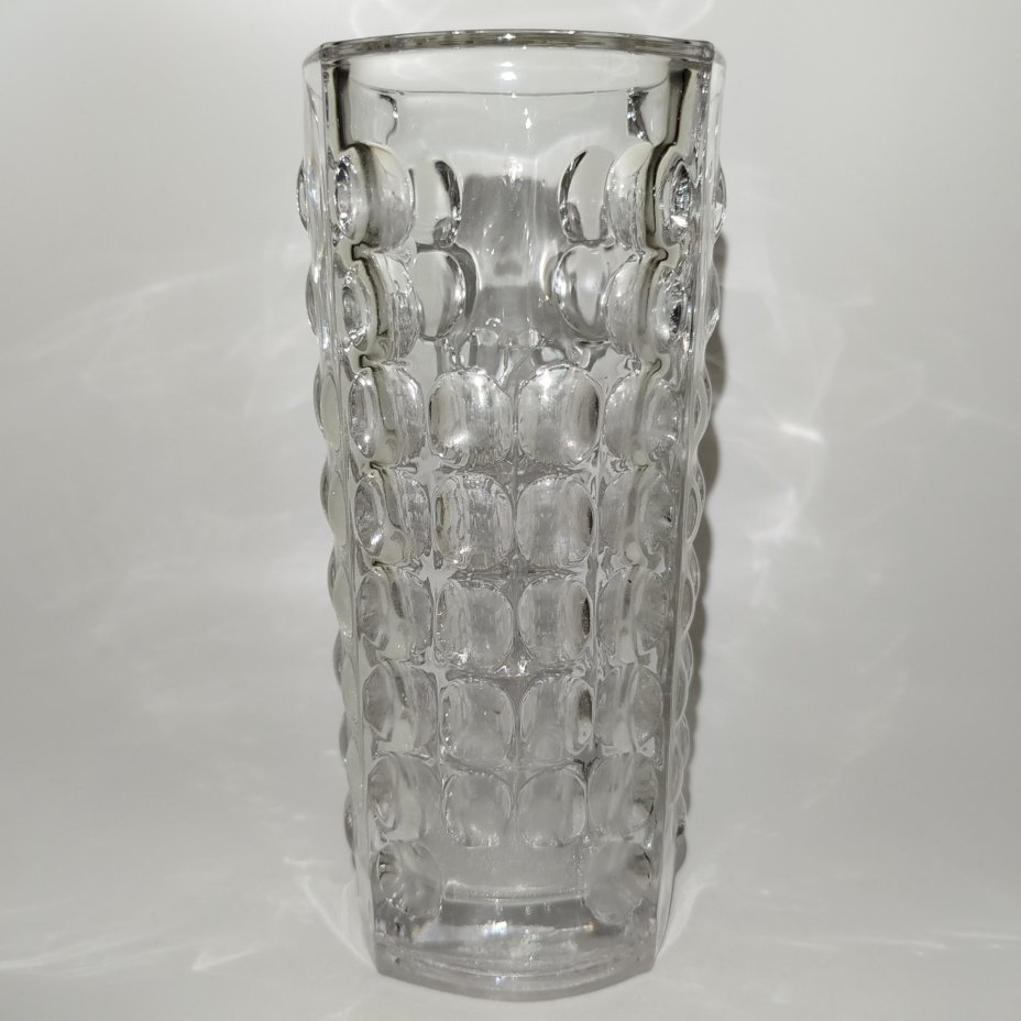 Ваза с эффектом линзы, автор Rudolf Jurnikl (Рудольф Юрникл),  завод Rudolfova Hut Dubi Glassworks, стекло, Чехословакия, 1960-1970 гг.