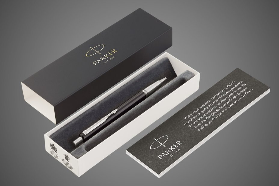 Шариковая ручка Parker Vector Standard K01 black CT, цвет: Blue M, в подарочной упаковке, Металлы: латунь, пластик, хром