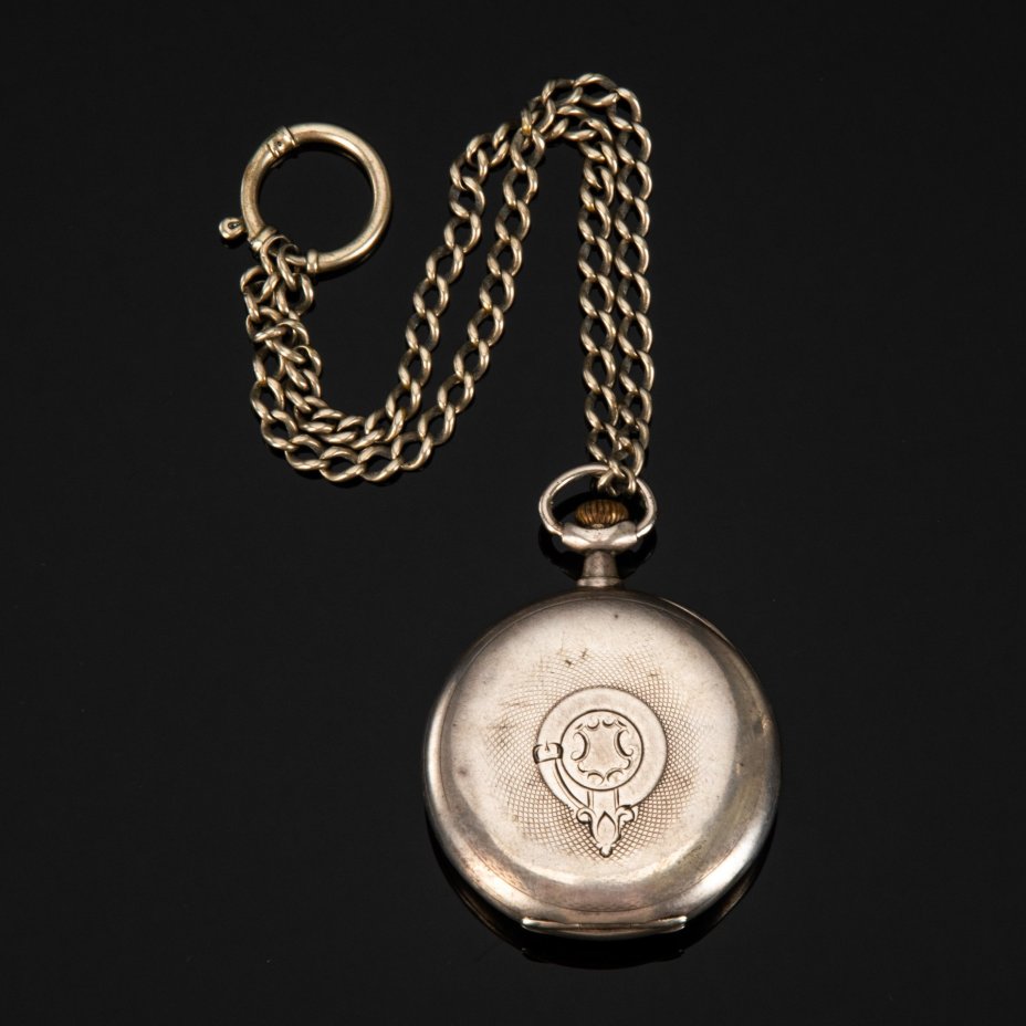 Карманные часы "Омега" (Omega), металл, серебрение, стекло, Швейцария, 1890-1910 гг.