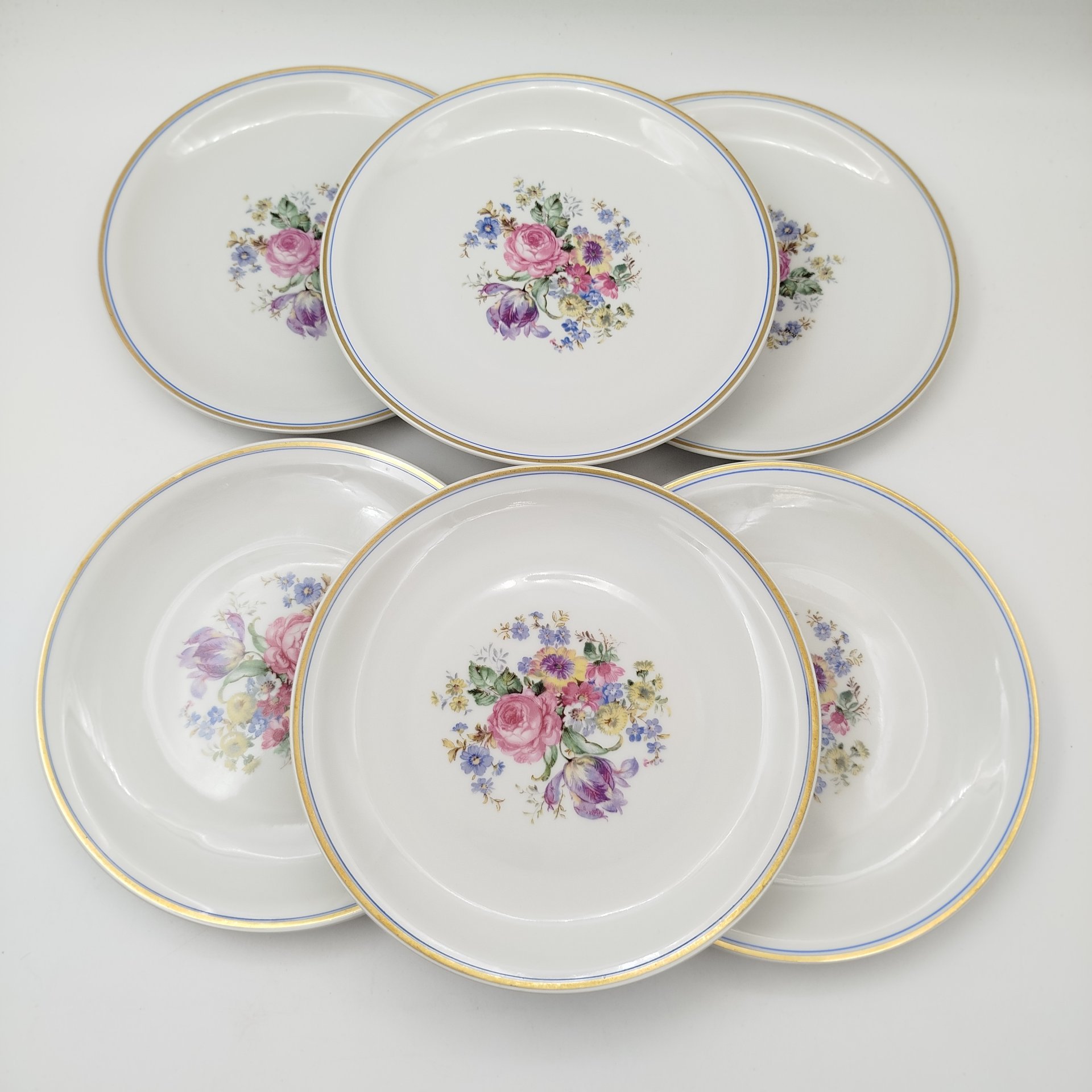Набор из 6-ти десертных тарелок "Мейсенский букет"