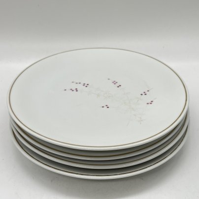 Набор из 4 тарелок с растительным декором, фарфор, деколь, золочение, Volkstedt Beyer & Bock, ГДР, 1960-1980 гг.