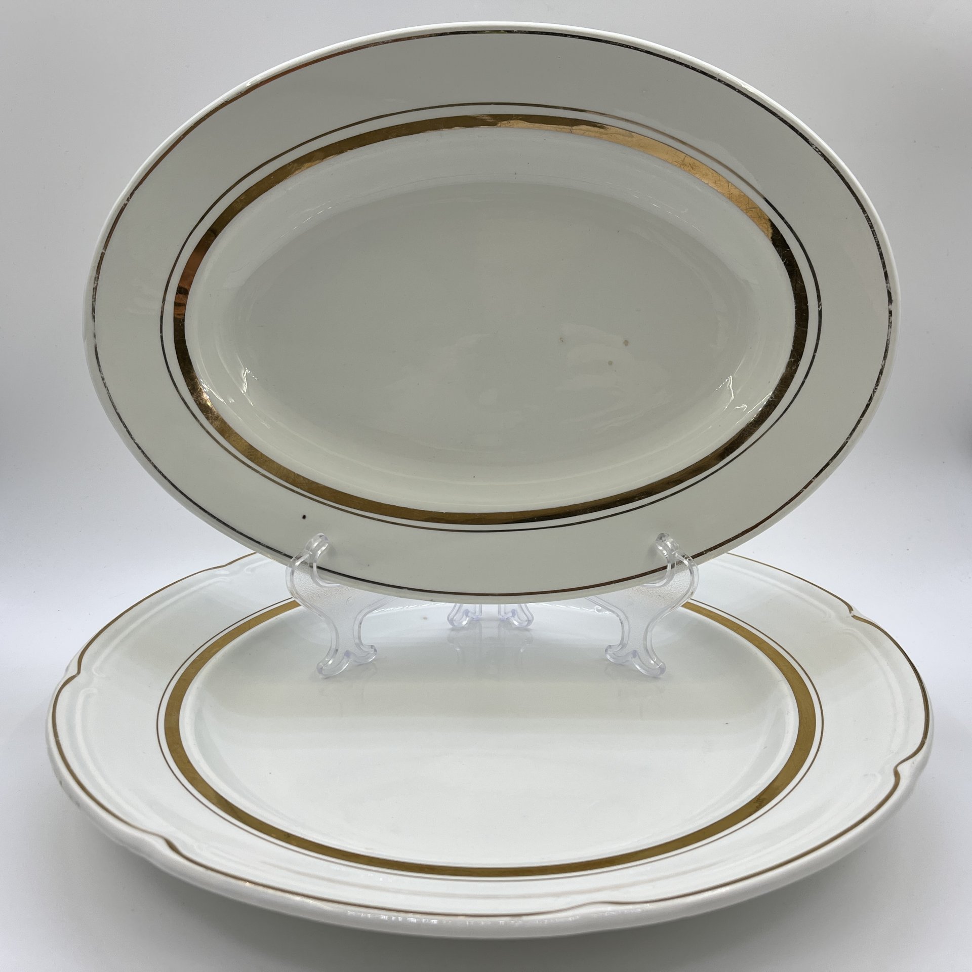 Набор из 2-х блюд (в подборе), фаянс, золочение, Конаковский фаянсовый завод им. М.И. Калинина (ЗиК Конаково), СССР, 1962-1974 гг.