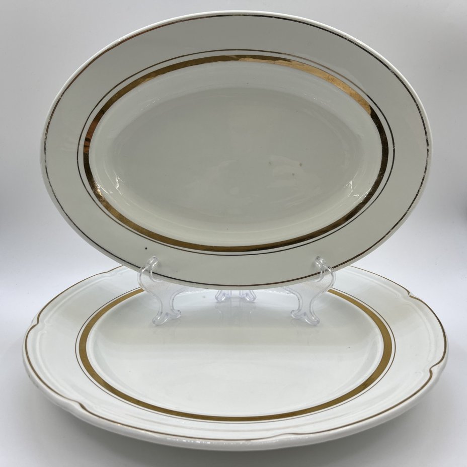 Набор из 2-х блюд (в подборе), фаянс, золочение, Конаковский фаянсовый завод им. М.И. Калинина (ЗиК Конаково), СССР, 1962-1974 гг.