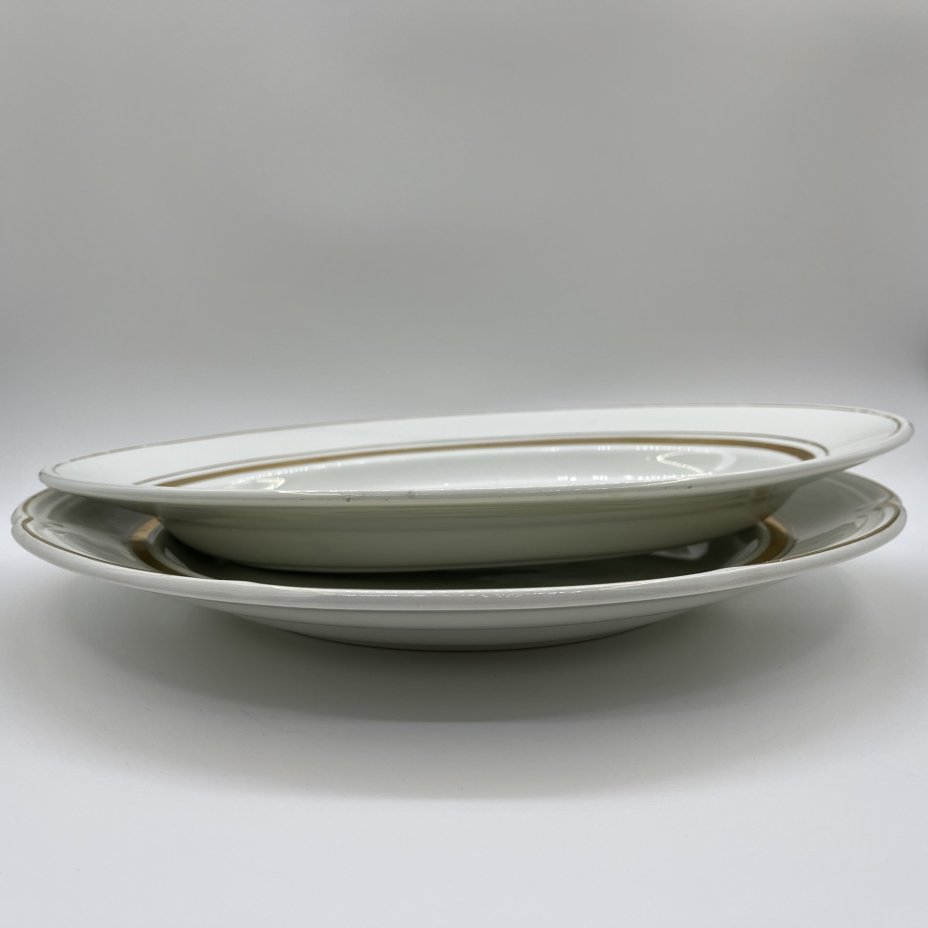 Набор из 2-х блюд (в подборе), фаянс, золочение, Конаковский фаянсовый завод им. М.И. Калинина (ЗиК Конаково), СССР, 1962-1974 гг.