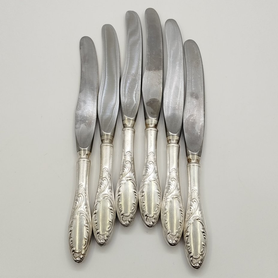 Набор столовых ножей "Пламя" на 6 шт., мНЦ (медь-никель-цинк), СССР, 1970-1990 гг.