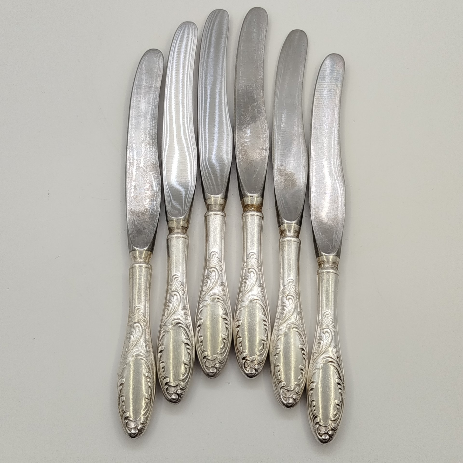 Набор столовых ножей "Пламя" на 6 шт., мНЦ (медь-никель-цинк), СССР, 1970-1990 гг.