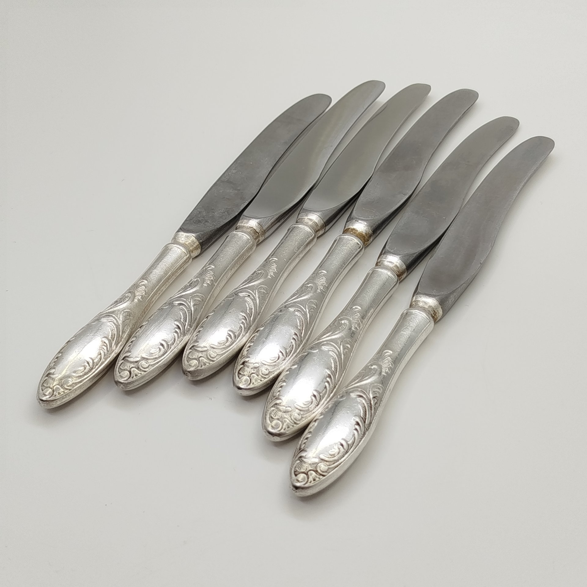 Набор столовых ножей "Пламя" на 6 шт., мНЦ (медь-никель-цинк), СССР, 1970-1990 гг.