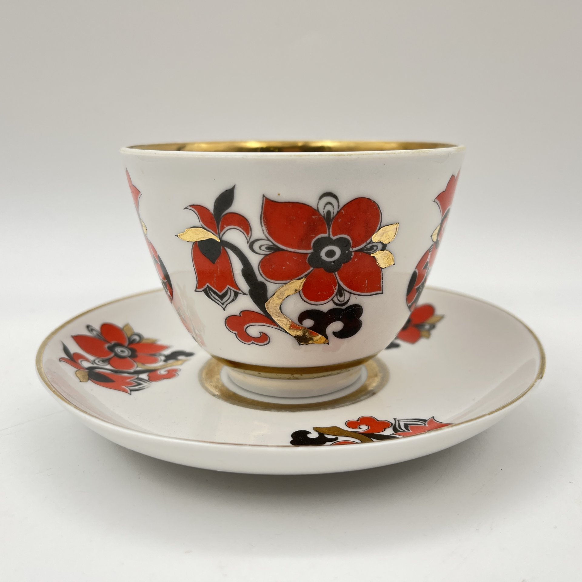 Чайная пара "Красный петух", автор рисунка А.В. Воробьевский