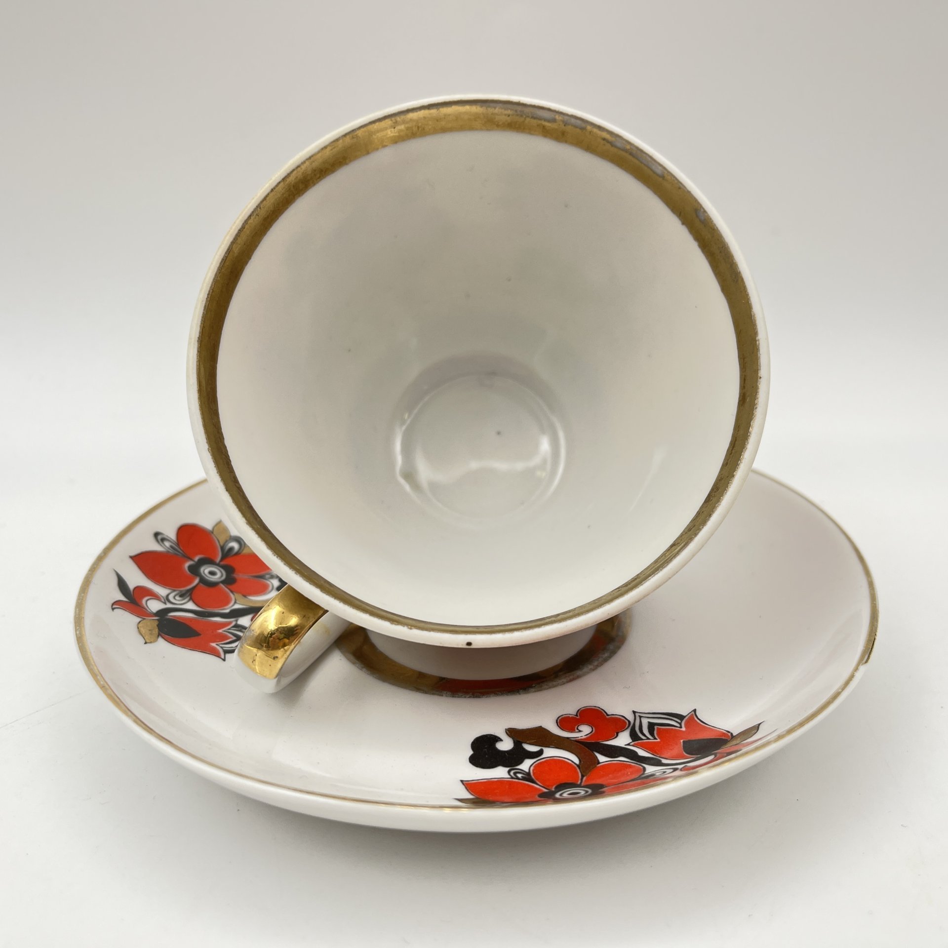 Чайная пара "Красный петух", автор рисунка А.В. Воробьевский