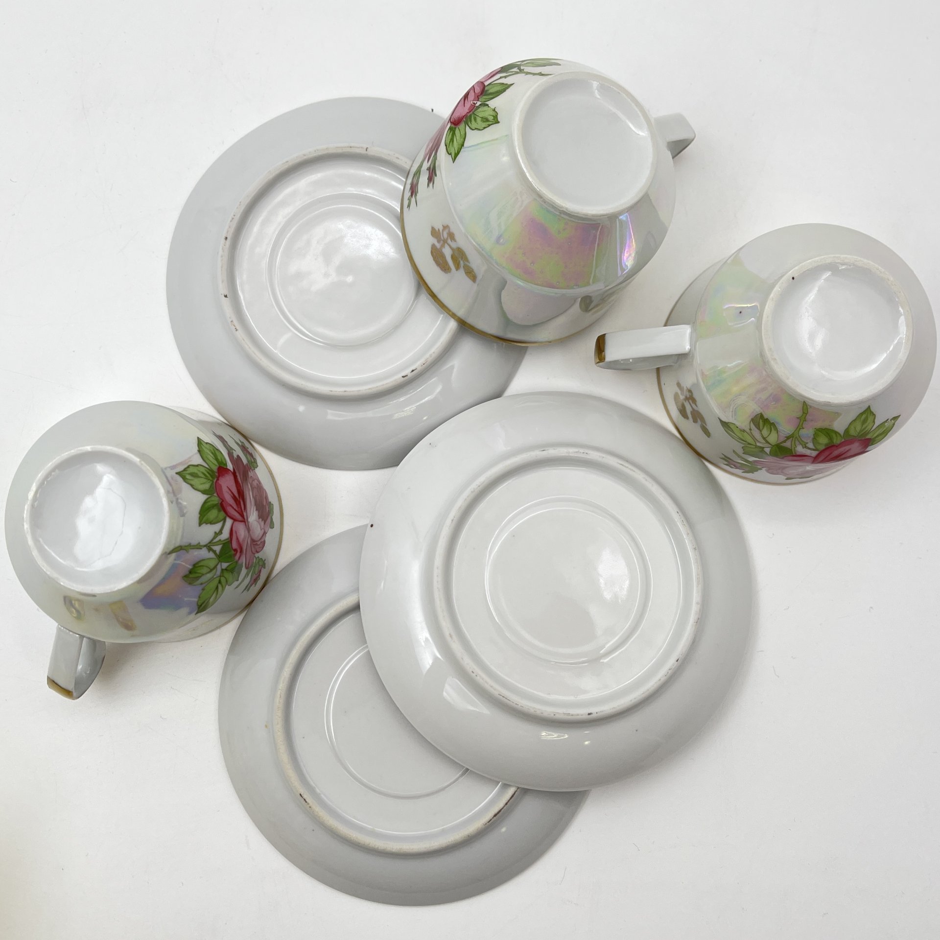 Набор из 3-х кофейных пар, украшенных изображением розы