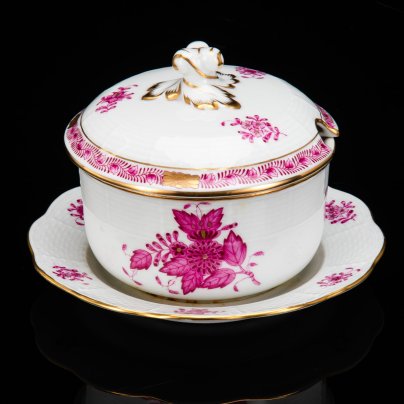 Горчичница (соусник), выполненная в фирменном дизайне "Chinese Bouquet/Apponyi Purpur", Herend (Херенд)