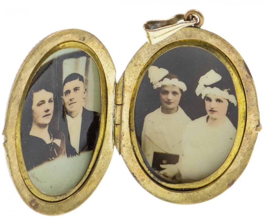Кулон винтажный для фотографий, латунь с золочением, Австрия, 1920-1950 гг.