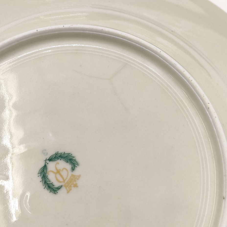 Набор из 3-х суповых тарелок, украшенных мейсенским букетом, фарфор, деколь, крытье, золочение, Reichenbach (Райхенбах), Германия, 1918-1940 гг.