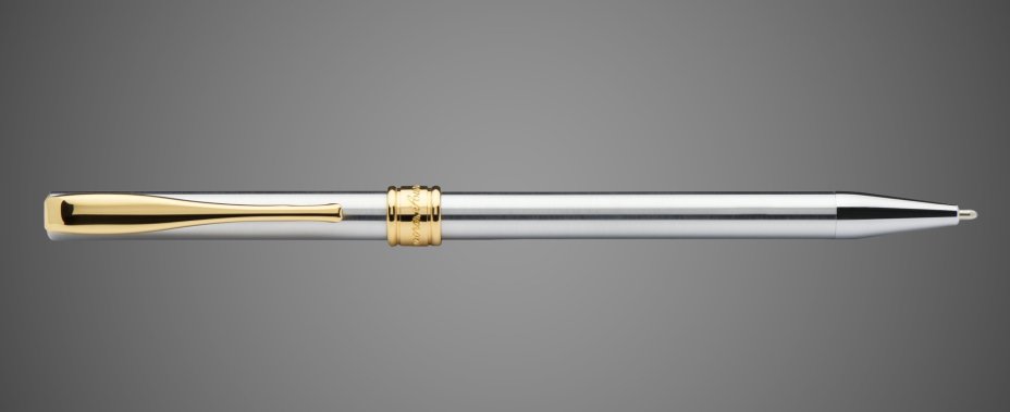 Шариковая ручка Aurora Magellano satin chrome GT, в подарочной коробке, Драгметаллы: позолота, позолота, сталь, хром