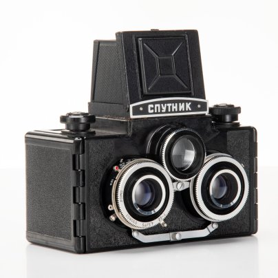 Фотоаппарат стереоскопический "Спутник", с объективом "Т-22", ЛОМО (Ленинградское оптико-механическое объединение)