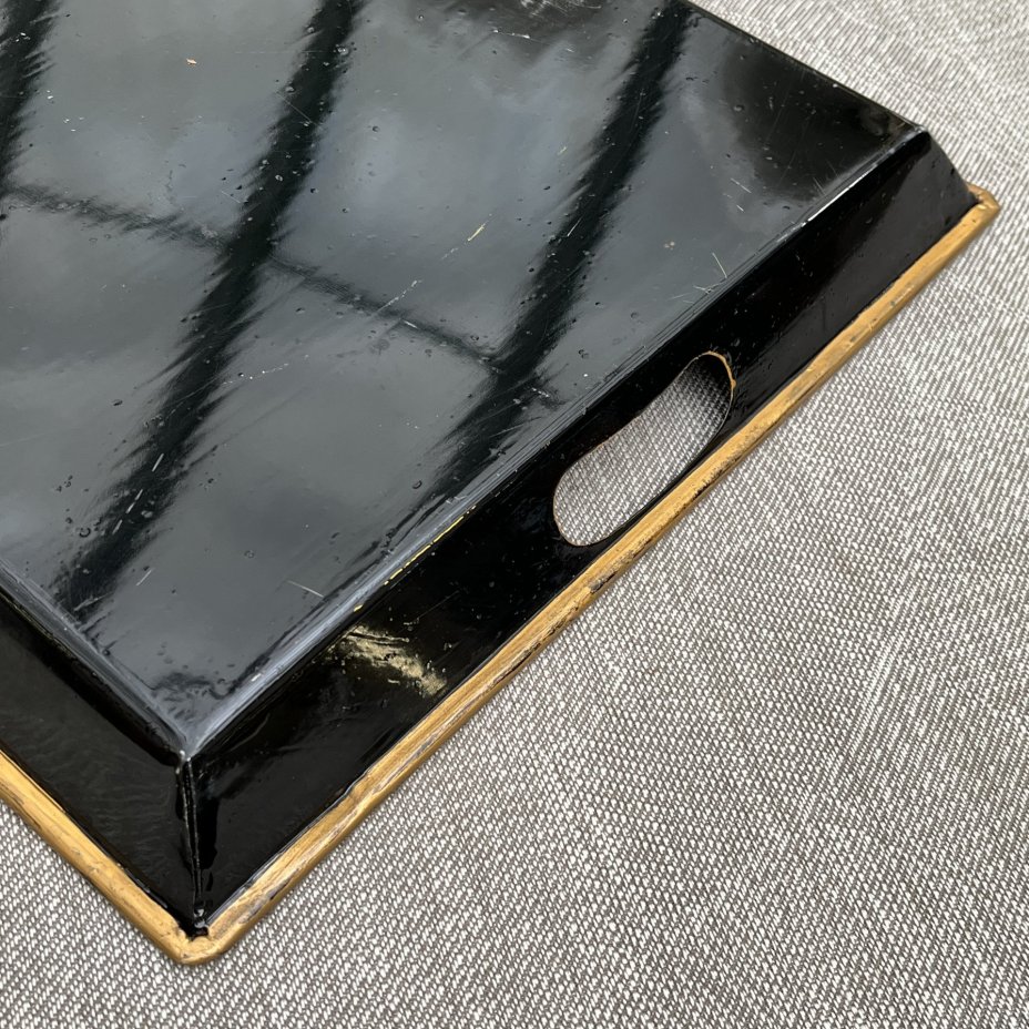 Поднос прямоугольной формы, c репродукцией картины эпохи Великих Моголов, изображающей цапель