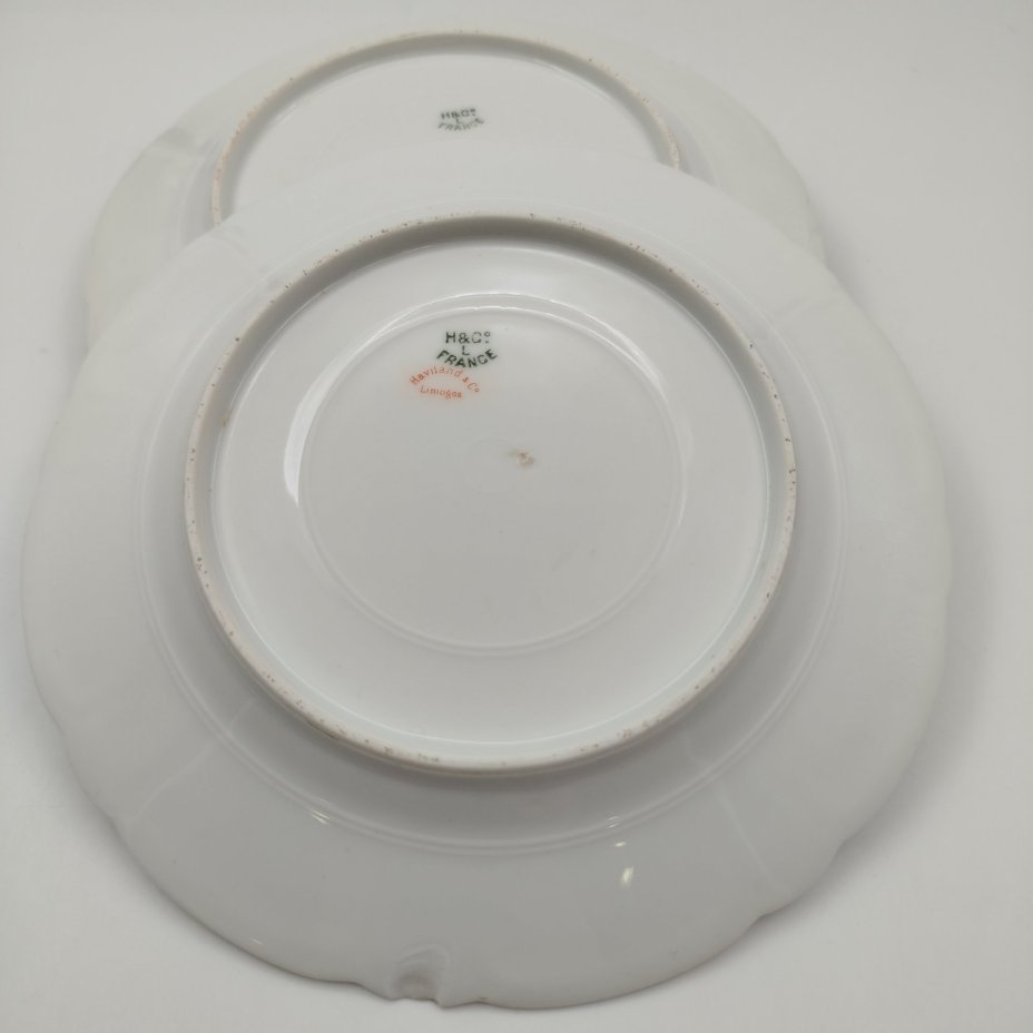 Набор из четырех десертных тарелок с нежным цветочным декором, фарфор, деколь, Haviland, Limoges France, Франция, 1888-1896 гг.