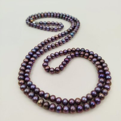 Бусы с сиреневым оттенком, металл, культивированный (черный) жемчуг, Азия, 2000-2020 гг.