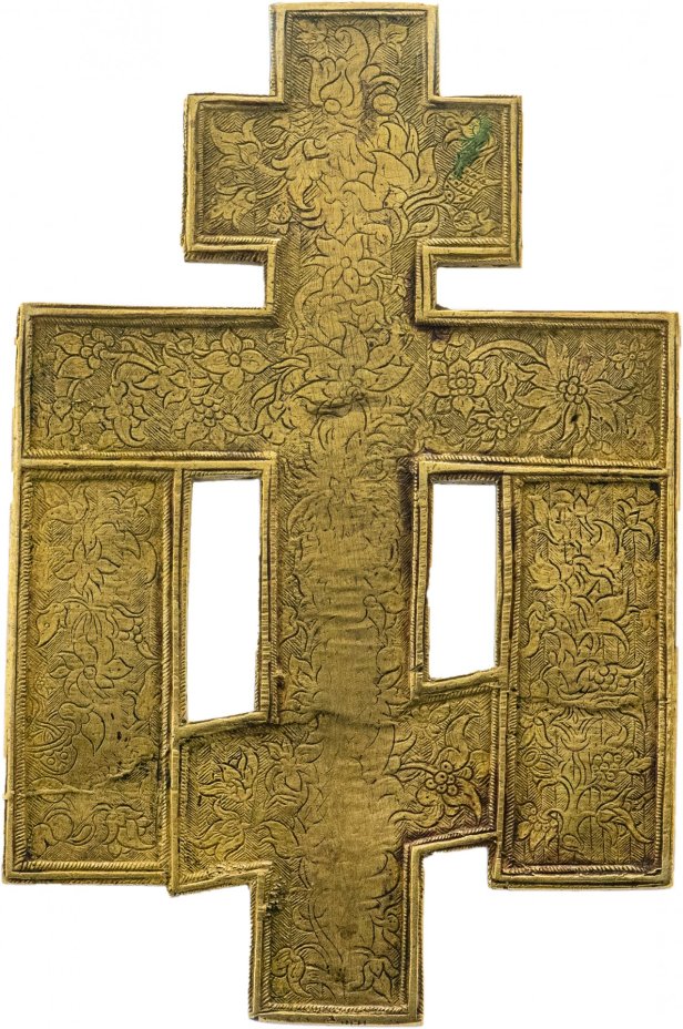 Крест киотный "Распятие Христово", бронза, литье, Российская Империя, 1850-1890 гг.