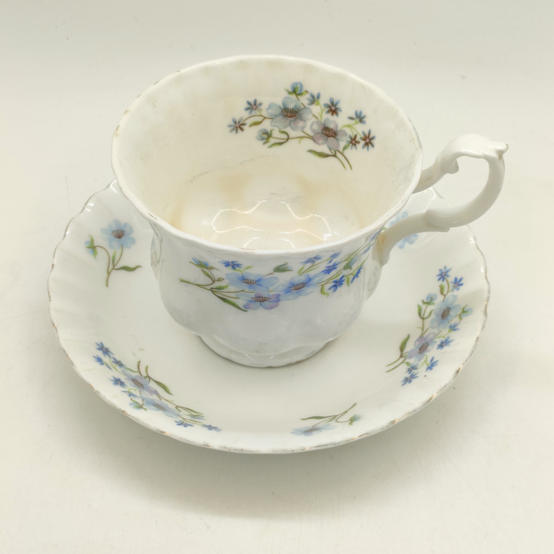 Чайная (кофейная) пара "Blue Rock", украшенная цветочным декором, Richmond, фарфор, деколь, золочение, Великобритания, 1980-1990 гг.