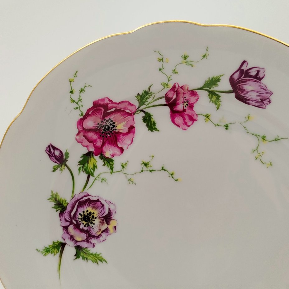 Набор из 6-ти обеденных тарелок с цветочным декором, "Gebrüder Benedikt"