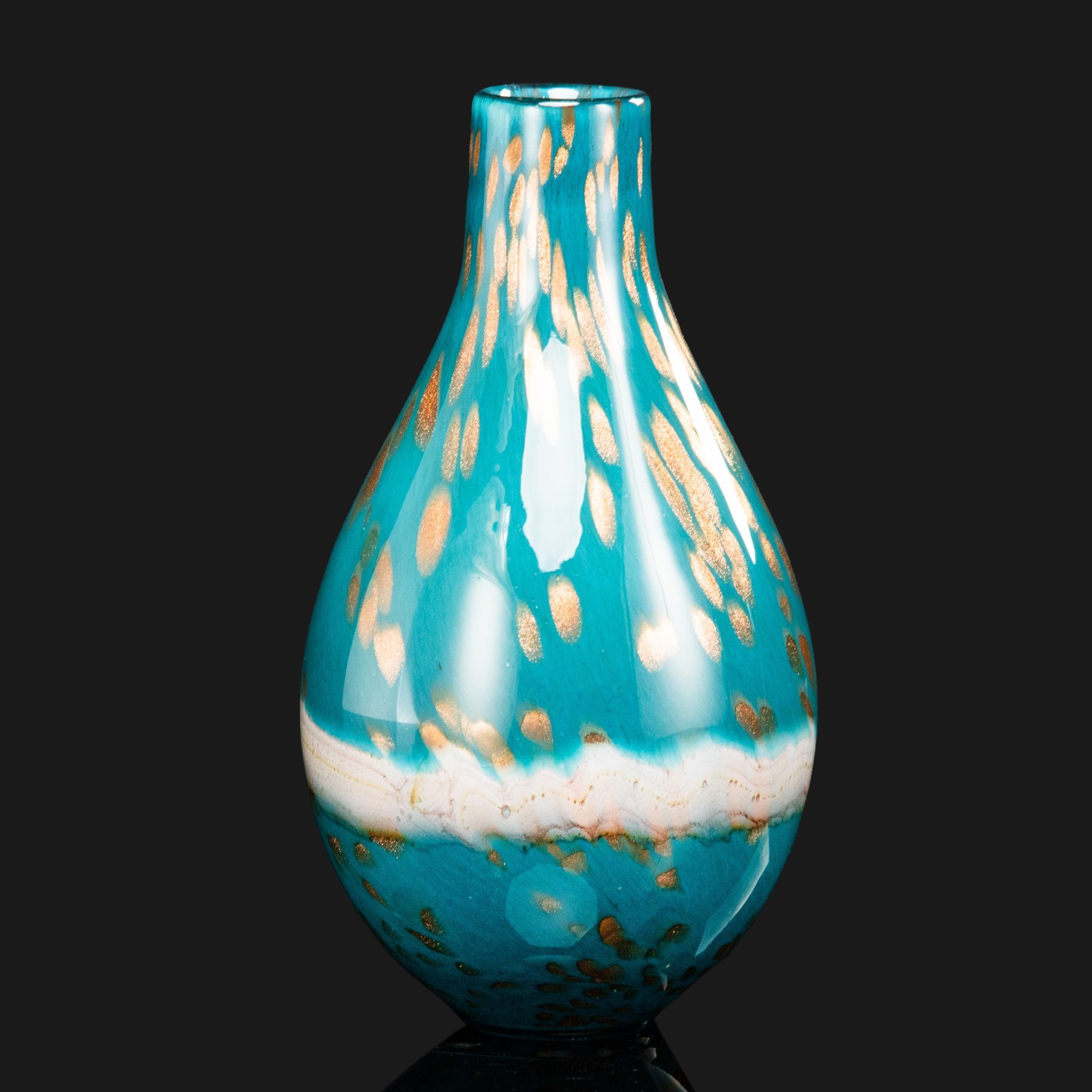 Винтажная интерьерная ваза, стекло, spatter(брызговое), Murano, Италия, 1960-1980 гг., Murano