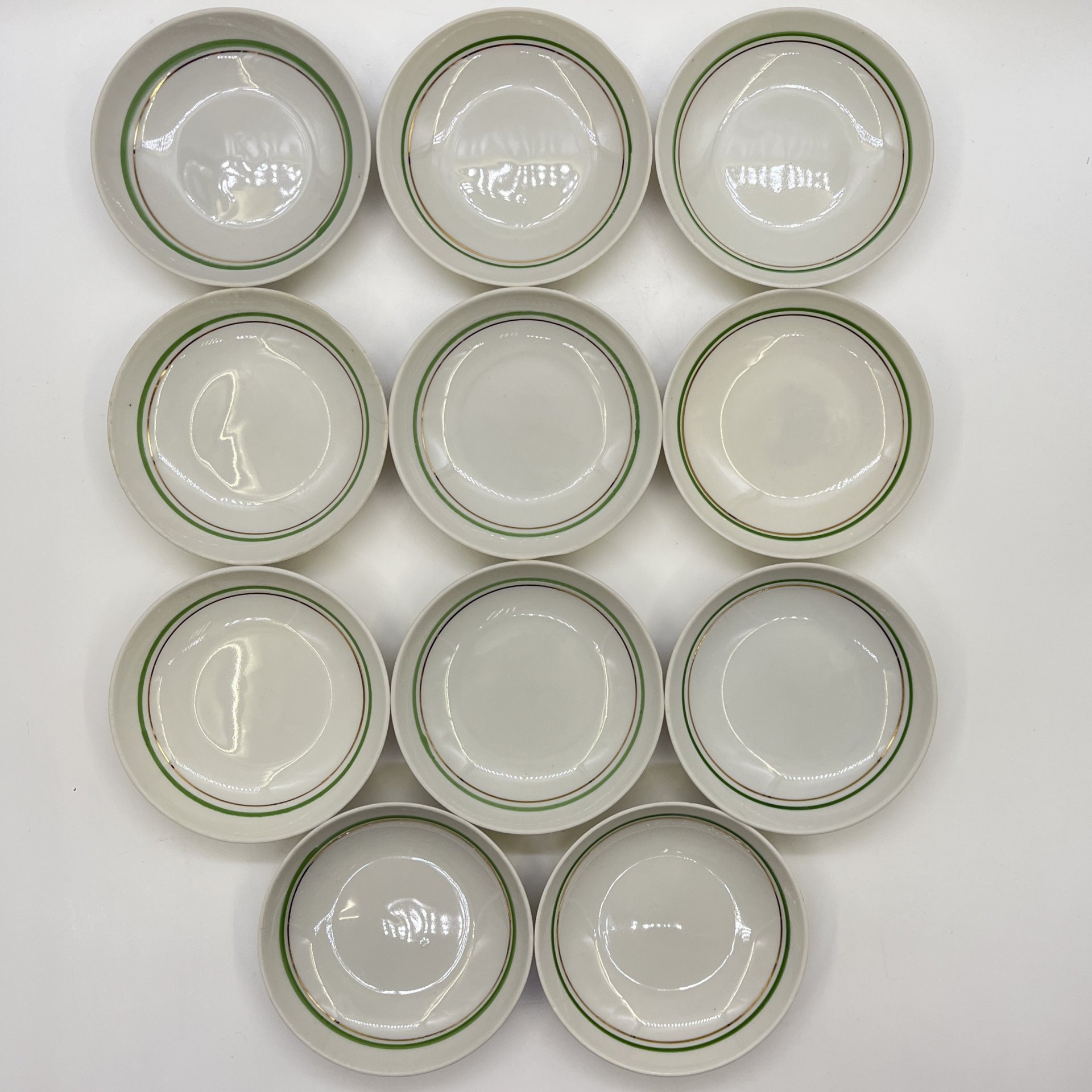 Набор из 11-ти розеток, в подборе, фарфор, золочение, Дмитровский фарфоровый завод (ДФЗ Вербилки), СССР, 1954-1965 гг.