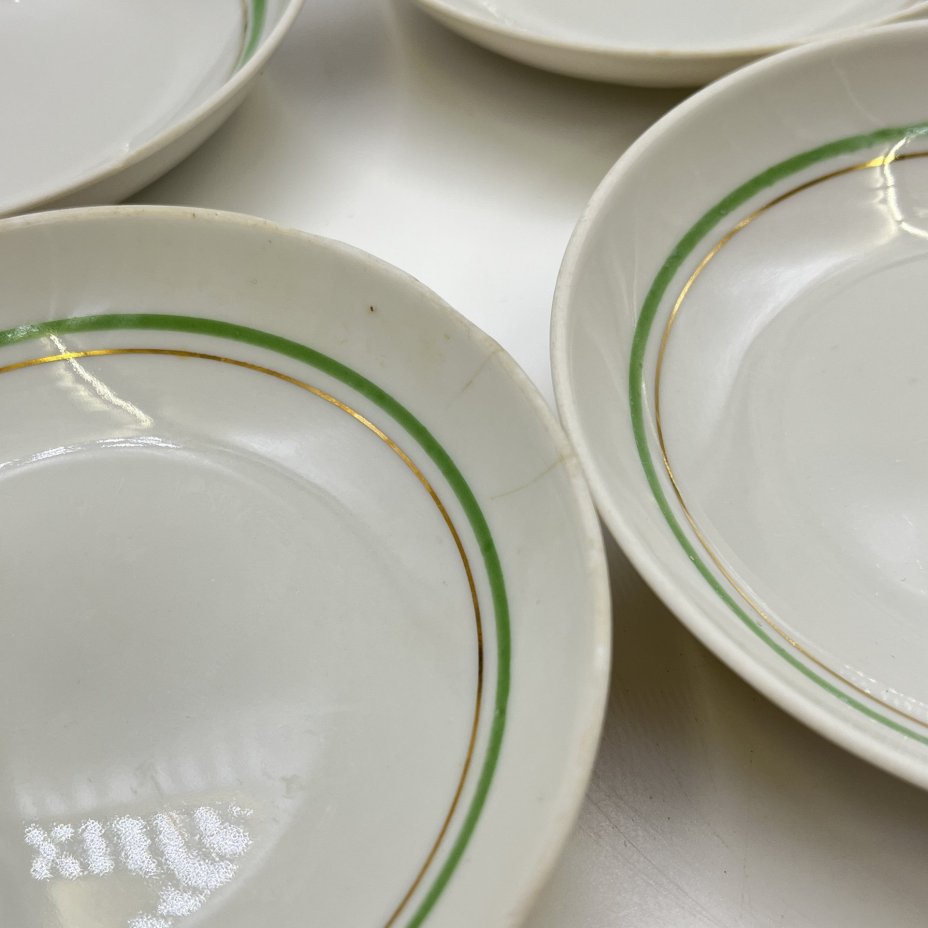 Набор из 11-ти розеток, в подборе, фарфор, золочение, Дмитровский фарфоровый завод (ДФЗ Вербилки), СССР, 1954-1965 гг.