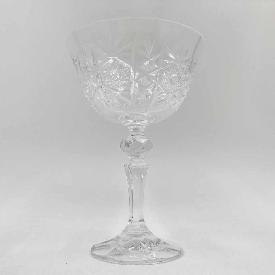 Бокал (креманка) с резным декором, стекло, алмазная грань, Bohemia Crystal (Bohemia Glass), Чехословакия, 1970-1990 гг.