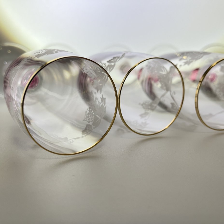 Набор из 6 бокалов (фужеров) для шампанского с декором в виде виноградной лозы