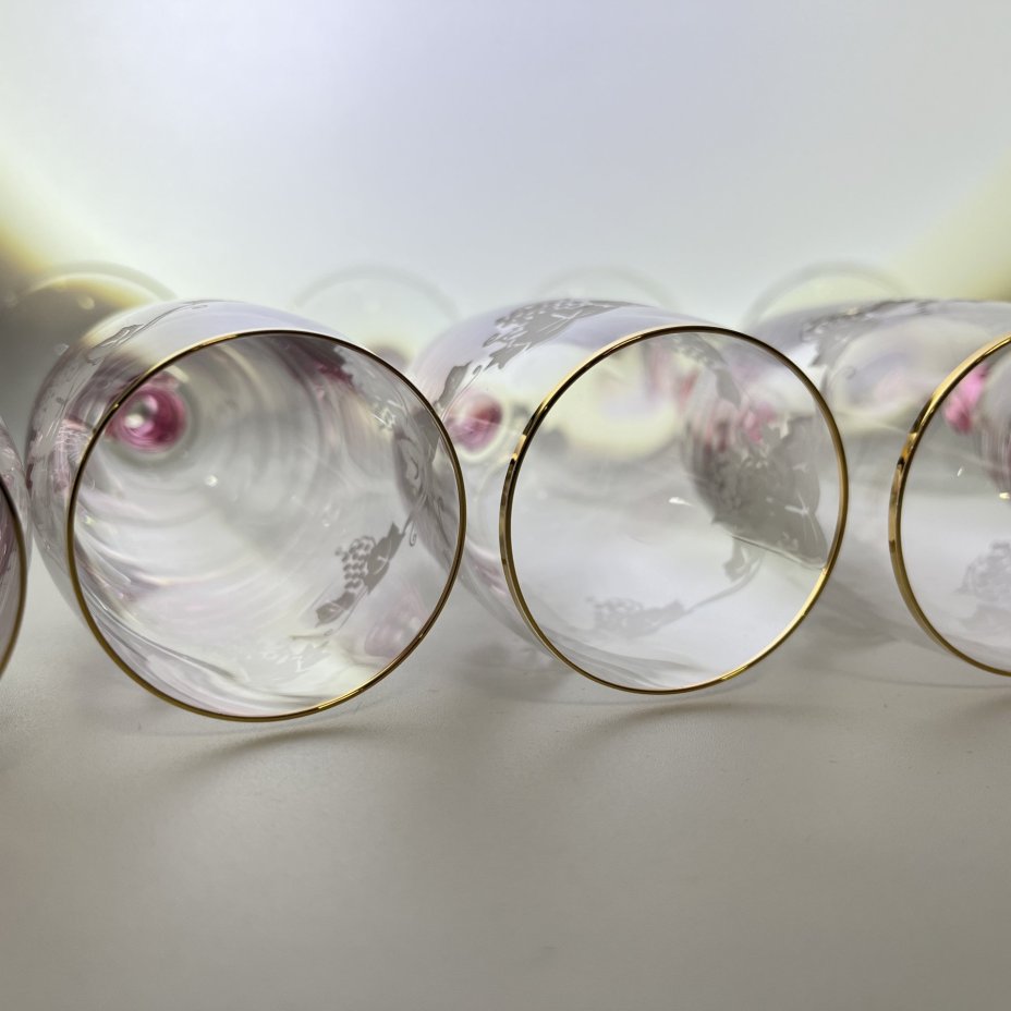 Набор из 6 бокалов (фужеров) для шампанского с декором в виде виноградной лозы