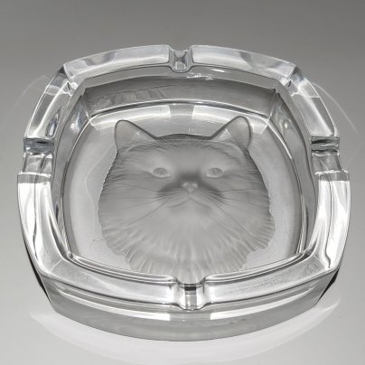 Пепельница с рельефным изображением кота, Cristal d`Arques
