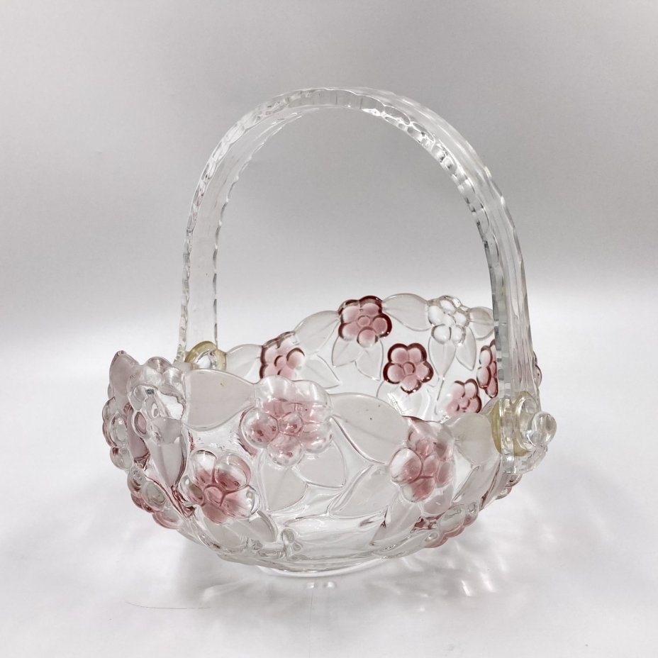 Конфетница с рельефным цветочным декором, стекло, матирование, Walther Glas, Германия, 2000-2010 гг., Walther Glas
