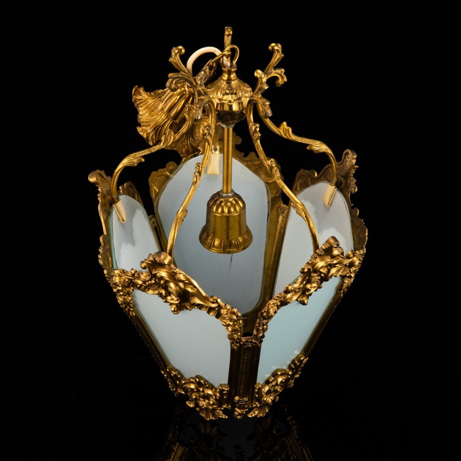 Люстра (фонарь), бронза, золочение, стекло, СССР, 1982 г.