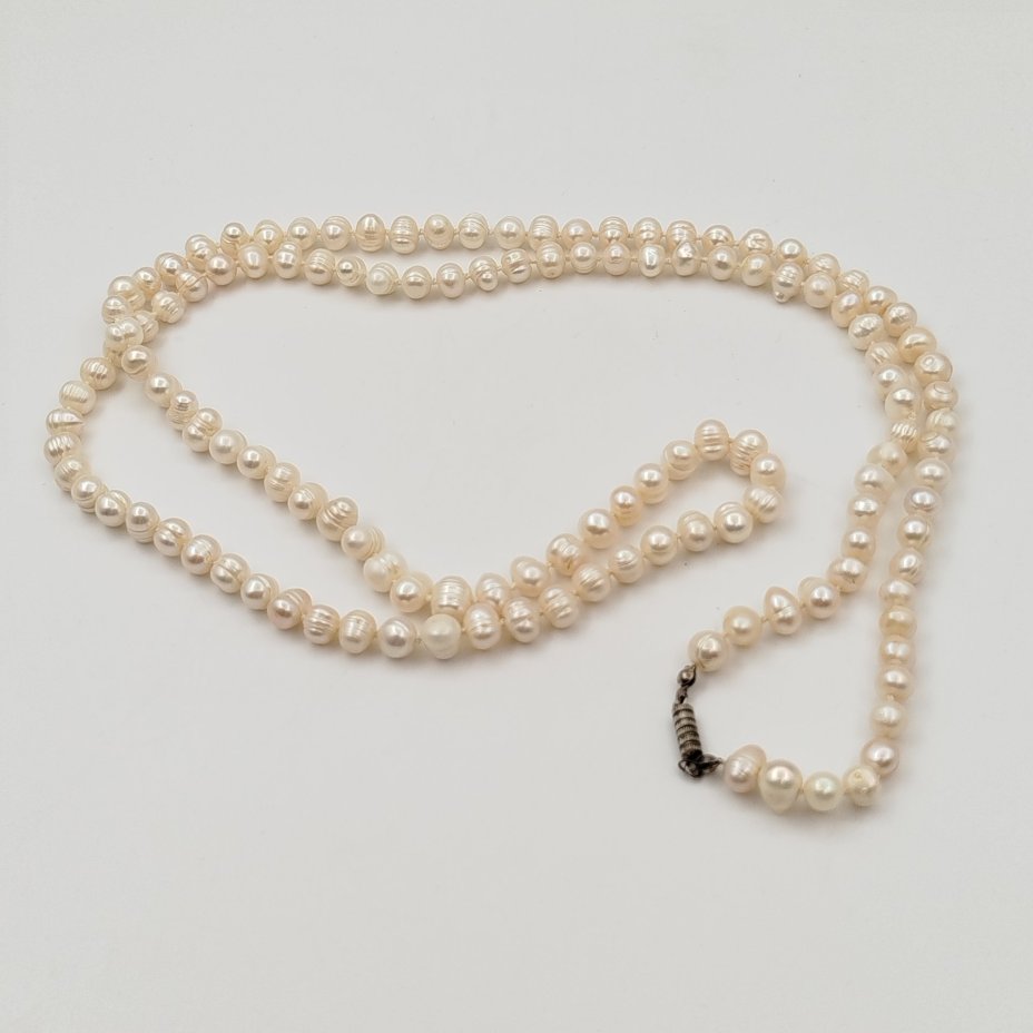 Бусы из натурального жемчуга, натуральный жемчуг, сплав металлов