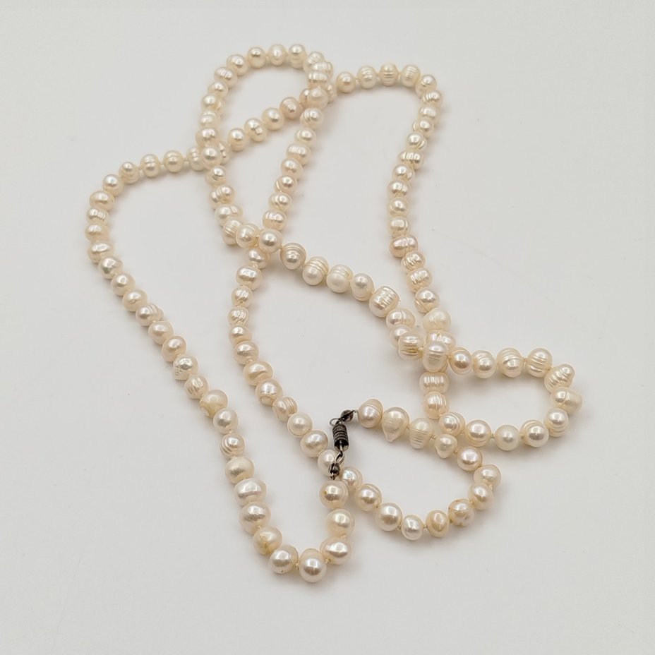 Бусы из натурального жемчуга, натуральный жемчуг, сплав металлов