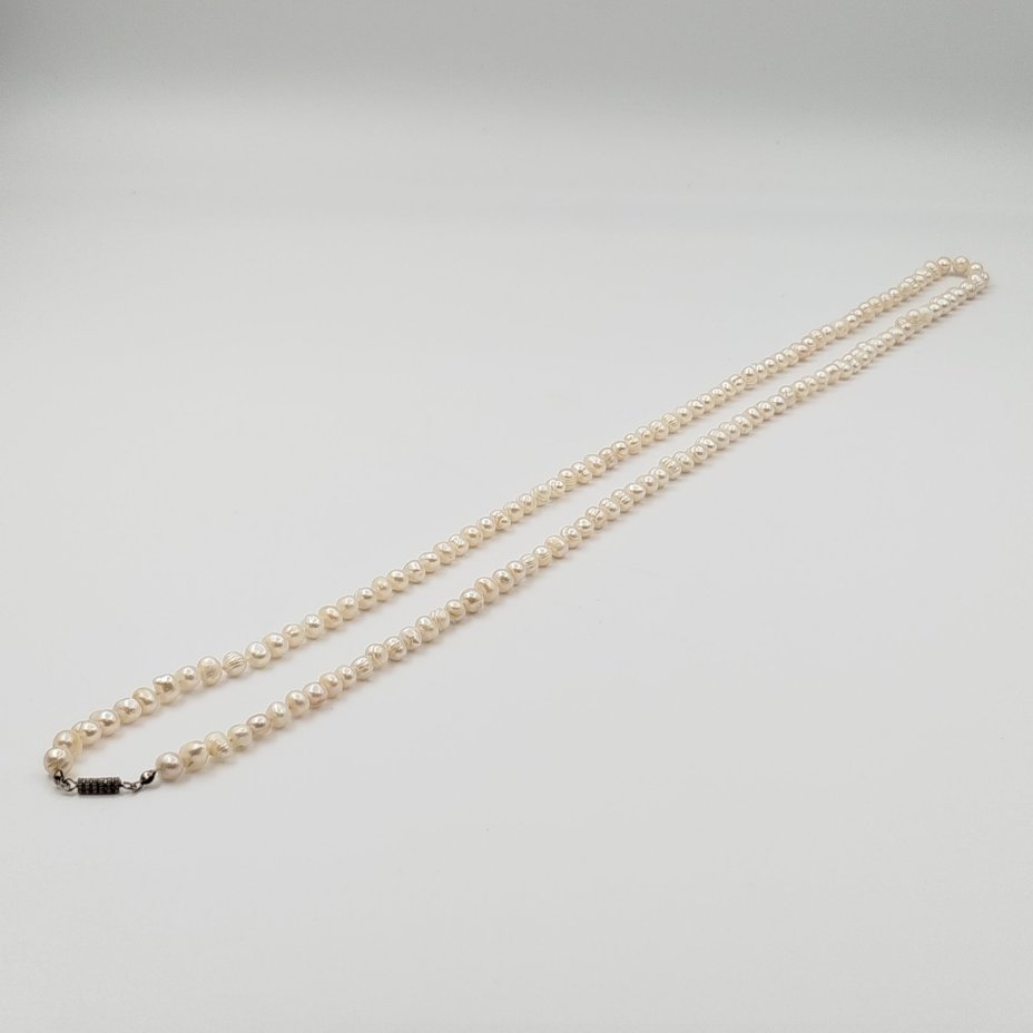 Бусы из натурального жемчуга, натуральный жемчуг, сплав металлов